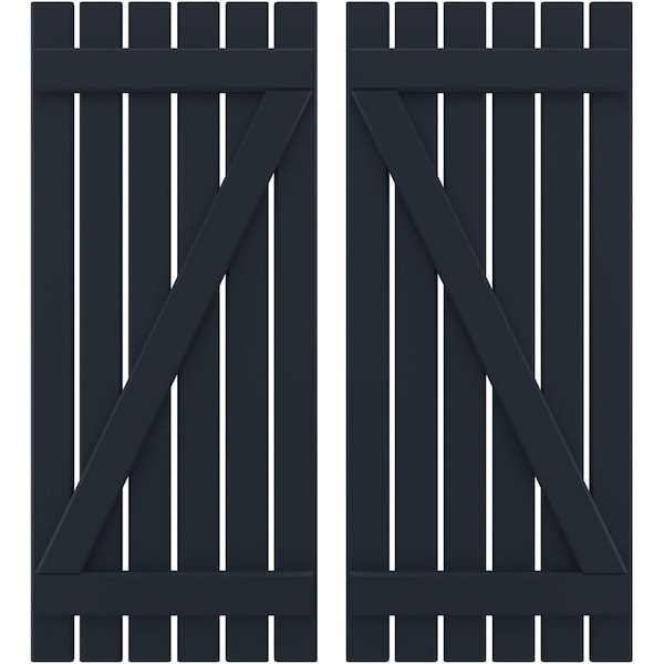 Ekena Millwork Americraft 6-Board (2 Batten) Wood Spaced Board-n-Batten Shutters w/ Z-Bar, ARW102SB623X77OBH, PR ARW102SB623X77OBH - main